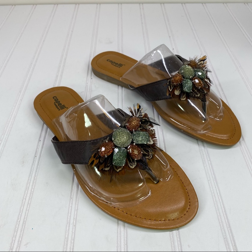 Copelli feather thong sandals